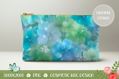 Blue Flowers Cosmetic Bag, Floral Cosmetic Bag Template Product Image 1