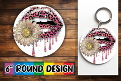 Heartfelt Circle Keychain Sublimation, Dripping Lips Product Image 1