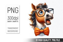 Funny Horse Clipart PNG, Sublimation Horse Design Product Image 1