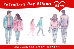 Valentine Walking Couple Illustration Clipart PNG Product Image 1