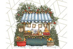 Cozy Christmas Market Stall Clipart PNG, Holiday Art Png Product Image 2
