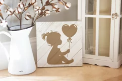 Baby girl silhouettes with heart shaped balloon SVG EPS PNG. Product Image 4