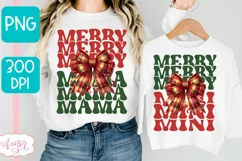 Merry Mama and Mini christmas sublimation PNG designs Product Image 1