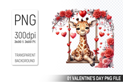 Valentine&#039;s Giraffe Cub Clipart PNG, Digital Download File Product Image 1