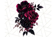 Gothic Floral PNG, Dark Aesthetic Flowers Clipart Print Product Image 2
