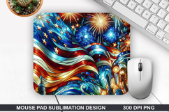 Fireworks Mouse Pad Sublimation, 4th Of July Mouse Pad PNG Product Image 1