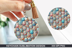 Flower Keychain Sublimation - Spring Keychain PNG Design Product Image 1