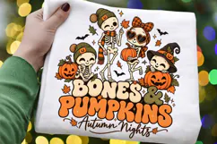 Halloween Skeleton Family PNG Bones and Pumpkins Autumn Product Image 1