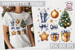 Christmas Coquette Bow PNG Holidays Funny Watercolor Product Image 1