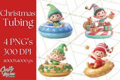Christmas Characters Snow Tubing PNG Product Image 1
