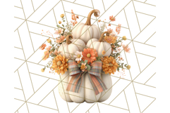 Pumpkin Clipart with Fall Flowers PNG Autumn Illustration Product Image 2