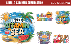Hello Summer Sublimation PNG Product Image 1