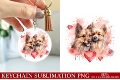 Dog Valentine&#039;s Day Keychain Sublimation PNG Design Product Image 1