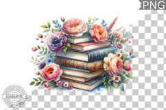 Books Flowers Sublimation- Clipart PNG Design Product Image 1