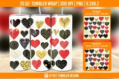 3d Cute Heart Tumbler Wrap Designs, Sublimation Wrap Product Image 1