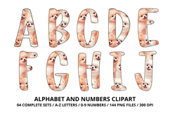 Cute Puppies Alphabet PNG, watercolor Letters &amp; Numbers Product Image 2