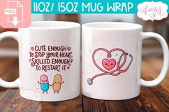 Nurse Mug Wrap PNG, Cute Nurse Valentines Mug Template Product Image 1