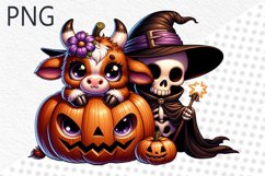 Halloween Cow Sublimation - Clipart PNG Design Product Image 1