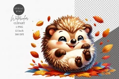 Woodland clipart, Hedgehog clipart, Cute animals Product Image 1