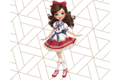Patriotic Fashion Girl Clipart PNG for 4th of July Product Image 2