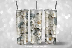 20 oz Tumbler Wrap 3D Flowers Sublimation Design PNG Product Image 2