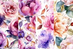 Watercolor Flowers Digital Papers Product Image 2