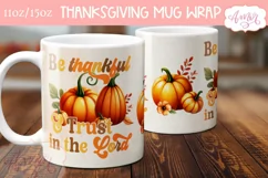 Christian mug wrap PNG for sublimation, Thanksgiving mug Product Image 3