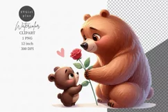 Mothers Day, Bear clipart, Flowers clipart, Cute animals Product Image 1