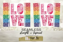 LOVE LGBTQ pride month glitter flag tumbler wrap design Product Image 2