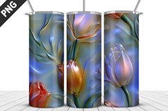 3D Flowers Tumbler Wrap | Sublimation Design | Tumble PNG Product Image 3