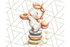 Cute Dessert Unicorn PNG Clipart with Cupcakes & Candies Product Image 2