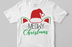Meowy Christmas Svg, Funny Christmas Svg, Cat Face Svg. Product Image 2