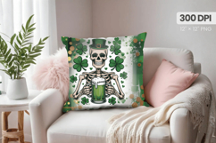 Funny Skeleton with Beer Pillow PNG Sublimation Design Product Image 1