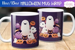 Cute ghost mug wrap PNG for sublimation, Halloween mug wrap Product Image 2