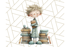Whimsical Library Clipart with Cozy Readers and Books Product Image 2
