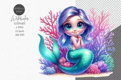 Mermaid clipart, Fantasy clipart, Watercolor clipart Product Image 1