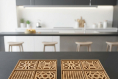 Geometric Laser Cut Coaster Set with Storage Box Patterned Product Image 9