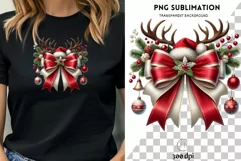 Coquette Christmas PNG, Reindeer Bow and Christmas Design Product Image 1