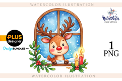 Christmas deer watercolor illustration Product Image 1