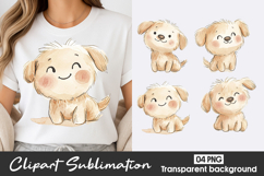Cute Baby Puppy Watercolor Clipart Sublimation PNG Product Image 1