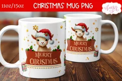 Merry Christmas mug wrap PNG, Farm Christmas mug template Product Image 2