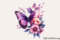 Butterfly Flowers Clipart PNG Product Image 1