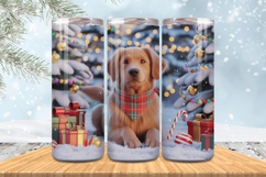 Winter Dog Christmas Snowflake PNG, Icy Tree 20oz Tumbler wr Product Image 1