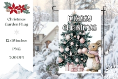 Watercolor Christmas Bunny Garden Flag, Winter Garden Flag Product Image 1