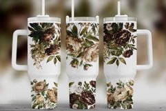 Brown Peonies Tumbler, 40oz Quencher Tumbler Wrap Product Image 1