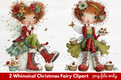 2 Whimsical Christmas Fairy Clipart | Cute Holiday Fairy PNG Product Image 1
