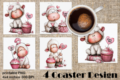 Happy Easter Square Coaster Sublimation. Funny sheep Product Image 1