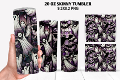 Ghost Skinny Tumbler 20oz Wrap Design ,Halloween Tumbler PNG Product Image 1
