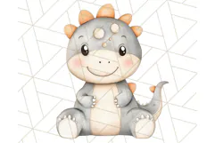 Cute Pastel Dinosaur Clipart PNG for Nursery Art, Baby Decor Product Image 2
