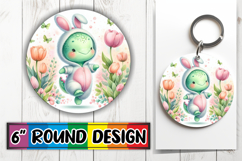 Sweet Keychain Round Design PNG, Cute Dino Product Image 1